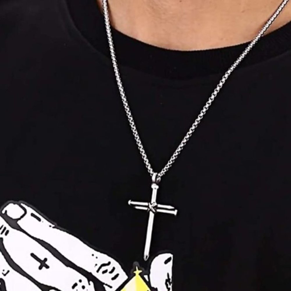 Men's Stainless Steel Cross Necklace - Picture 5 of 5